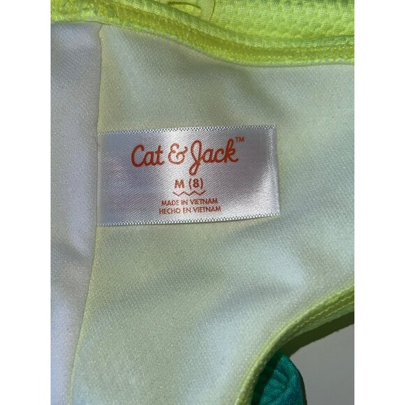 Cat & Jack Girls One-Shoulder Ruffle Swimsuit M (8) Yellow & Green - Picture 3 of 7